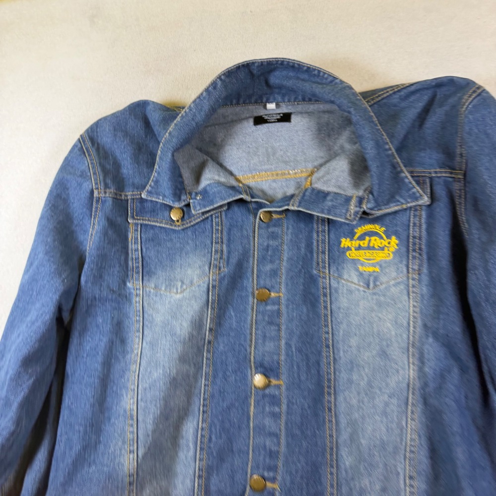 Hard Rock Hotel Casino Tampa Denim Jacket Mens XXL Blue Button Front Trucker